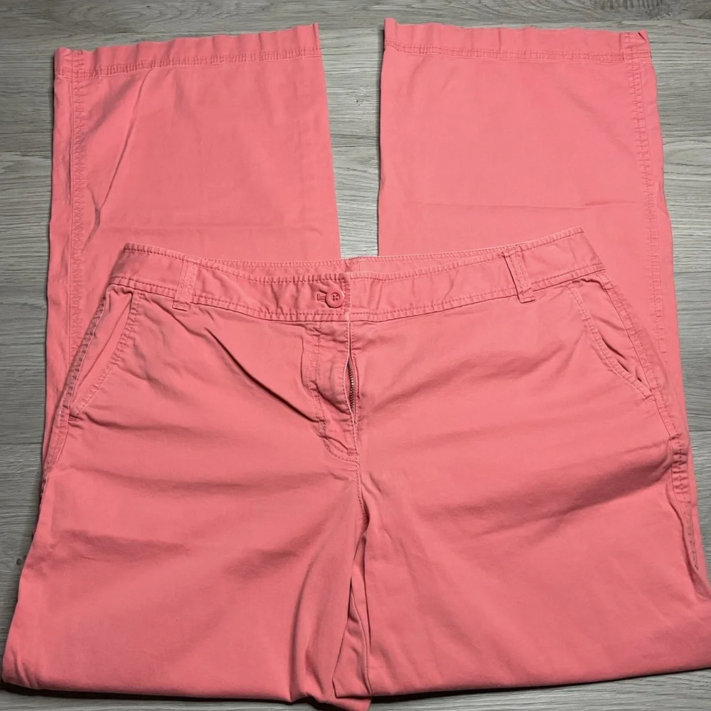 LOFT Signature Chino Pants Womens 12 Coral Pink Straight Leg Mid‎ Rise Trousers